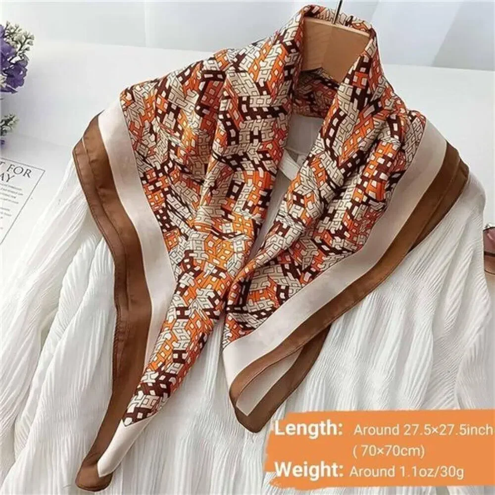 Hair Bandanas Scarf For Women Lightweight Orange Fashion Neck Silk Satin Head